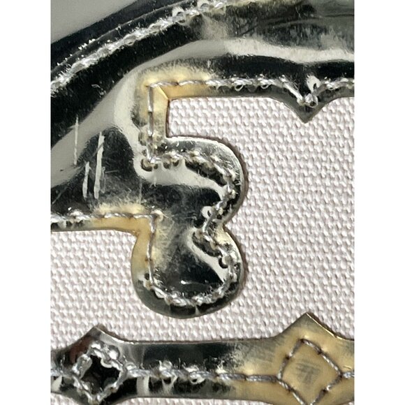 Tory Burch Vinyl Canvas Metallic Shiny Gold Large Tote Bag 16 x 11 x 7" - Picture 7 of 15